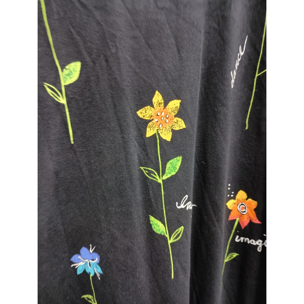 VTG Copa Cabana Wearable Art Maxi Dress Womens Large Black Floral Imagine Dream - Picture 3 of 10